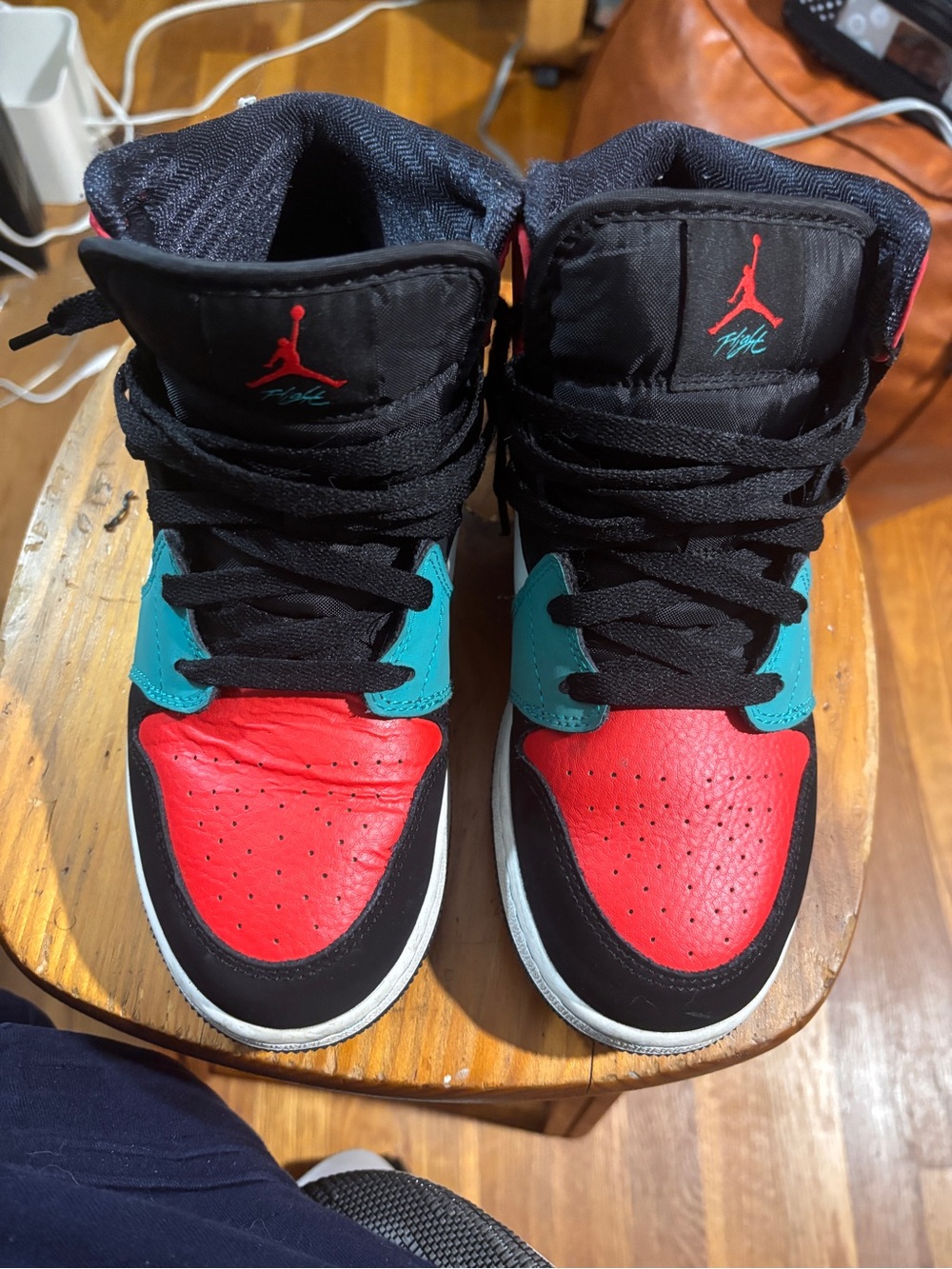 Jordan Kids' High-Top Sneakers in Red, Teal & Black
